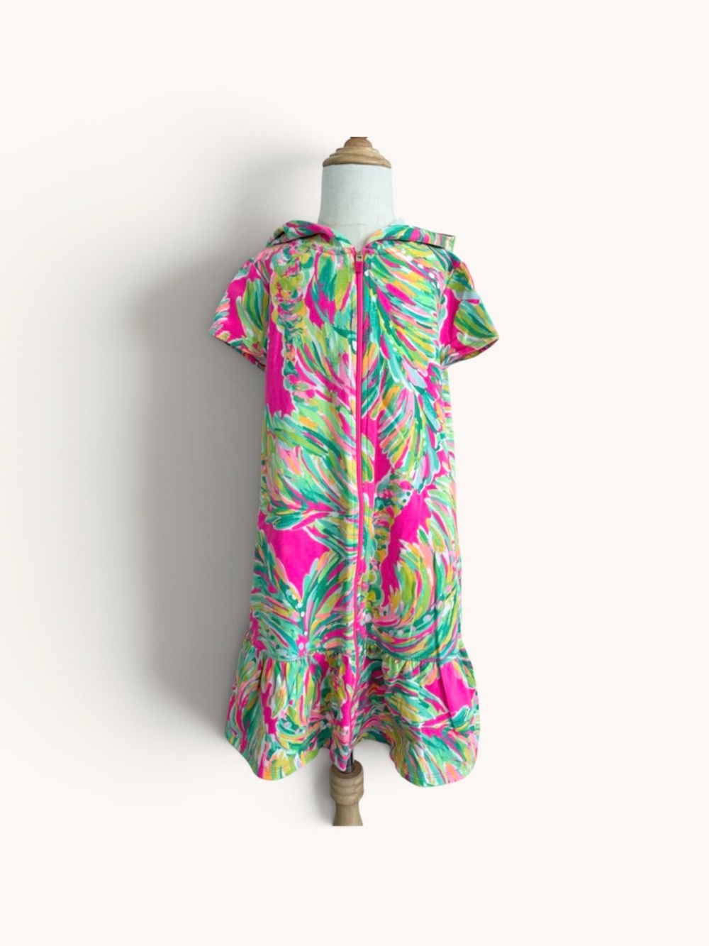 Lilly Pulitzer Girls' Hot Pink Tropical-Print Swim Cover-up, L (8-10)